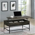 thumbnail image 1 of 39" Brown Lift Top Coffee Table, Storage Space Within Tabletop, Material, Black Metal Frame, Adjustable Feet Brown, Tabletop With Capacity, Beveled Edge,, 1 of 2