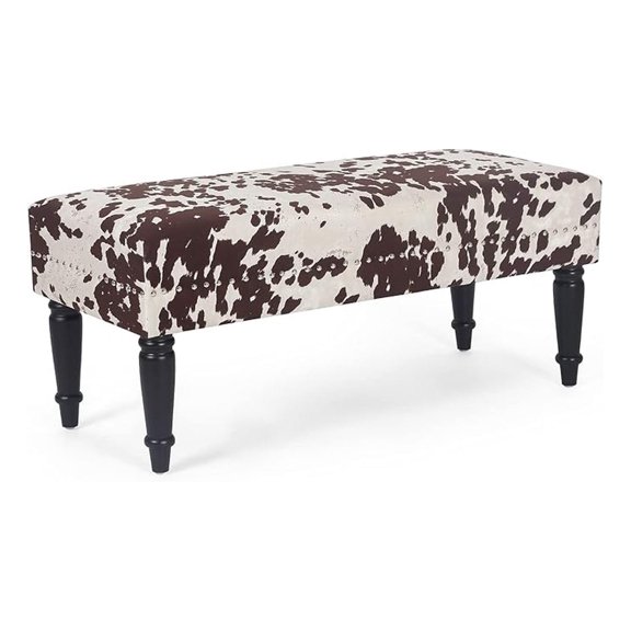 39 Century Modern - End of Bed Dining Ottomans with Rivet- Upholstered Small Bed Coffee Table Ottoman for Bedroom Entryway and Living Room (Brown Milk Cow)