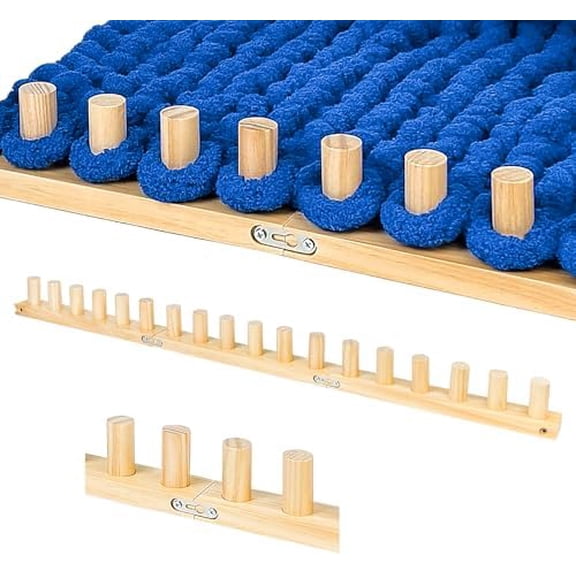 39" Chunky Knitting Blanket Loom - Adjustable Length & Portable Wooden Weaving Loom, for Making Large Blankets, Scarves, Thick Yarn$$Art & Craft