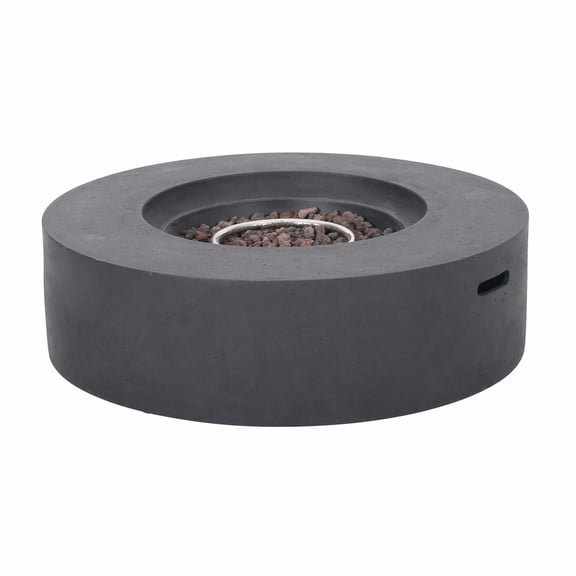 39" Circular Propane Fire Pit Table 50,000 BTU Outdoor Gas Fireplace with Smooth Dark Gray Concrete Finish for Patio, Backyard, Deck