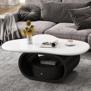 39" Cloud Coffee Table with Drawer, Storage Black, White