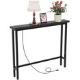 thumbnail image 1 of 39" Console Table with Power Outlet, 5.9" Narrow Sofa Table, Black | Entryway Table with Charging Station & 4.9 Ft Extension Cord & Adjustable Feet, behind Couch Table for Living Room, Hallway, 1 of 7