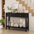 thumbnail image 1 of 39" Console Table with 2 Drawers,Wood Narrow Accent Sofa Table Entryway Table with Storage Shelf for Living Room,Front Hall,Hallway,Black, 1 of 6
