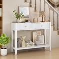 thumbnail image 1 of 39" Console Table with 2 Drawers,Wood Narrow Accent Sofa Table Entryway Table with Storage Shelf for Living Room,Front Hall,Hallway,White, 1 of 4