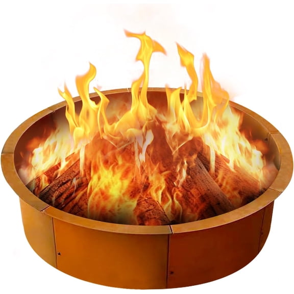39" Corten Steel Fire Pit Ring, Heavy-Duty Thickened In-Ground & Above-Ground Outdoor Wood Burning Fire Ring