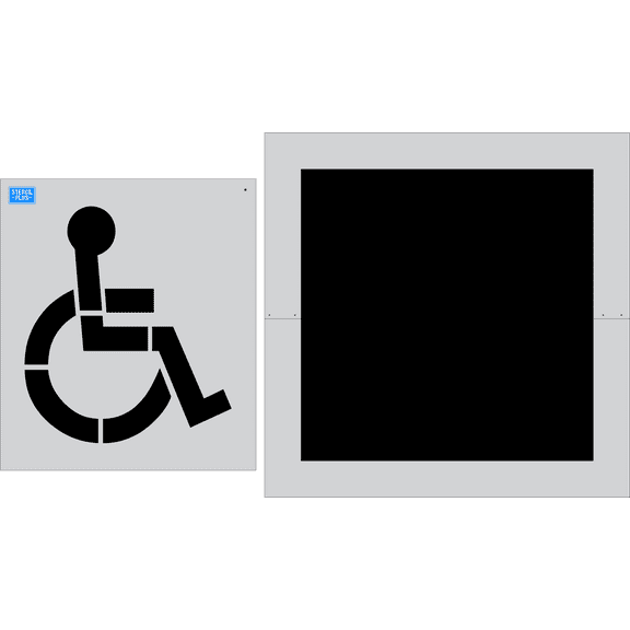 39 DOT Handicap Stencil / Square Background 2 pc Parking Lot Pavement Marking Stencil Thickness: 0.125