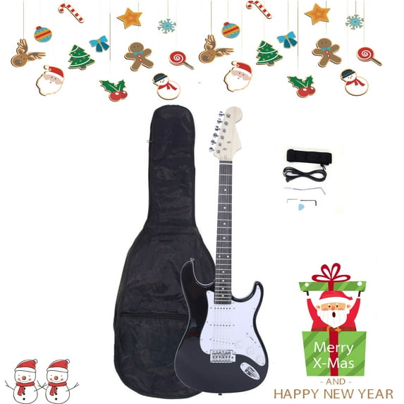 39" Electric Guitar for Kids, Gift Classic Rock 'N' Roll Musical Instrument Electric Guitar for Children, White Rosewood Fingerboard Electric Guitar for Child Boys Girls