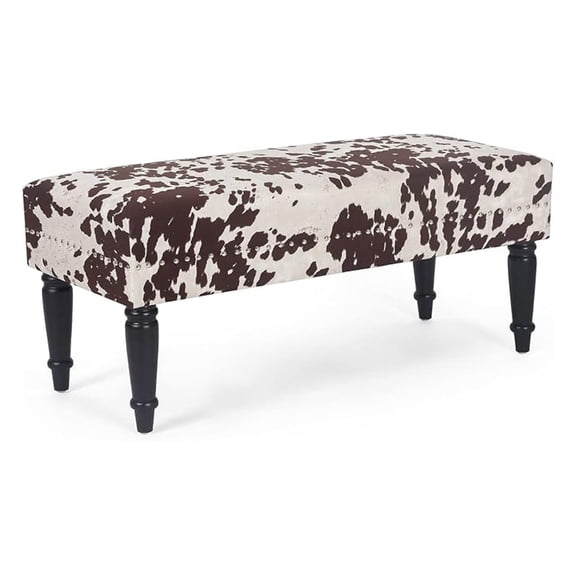 39 Entryway ,End of Bed Ottoman with Rivet- Upholstered Padded Benches for Living Room,Bedroom,Hallway (Brown Milk Cow)