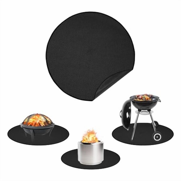 39'' Fire Pit Mat for Solo Stove Ranger - Fireproof Grill Mat Deck Patio Protector,3-Layer Reusable Round BBQ Mat Easy to Clean for Solo Stove Accessories Outdoor,Black