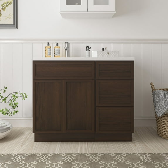 39" Freestanding Bathroom Vanity Cabinet without Top in Brown