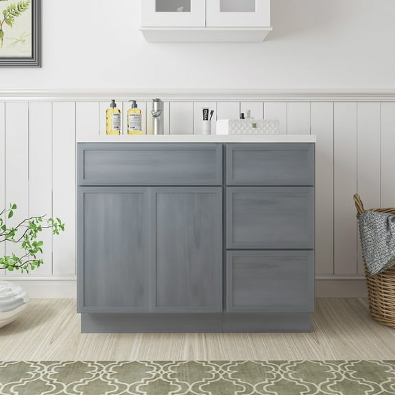 39" Freestanding Bathroom Vanity Cabinet without Top in Smoky Gray