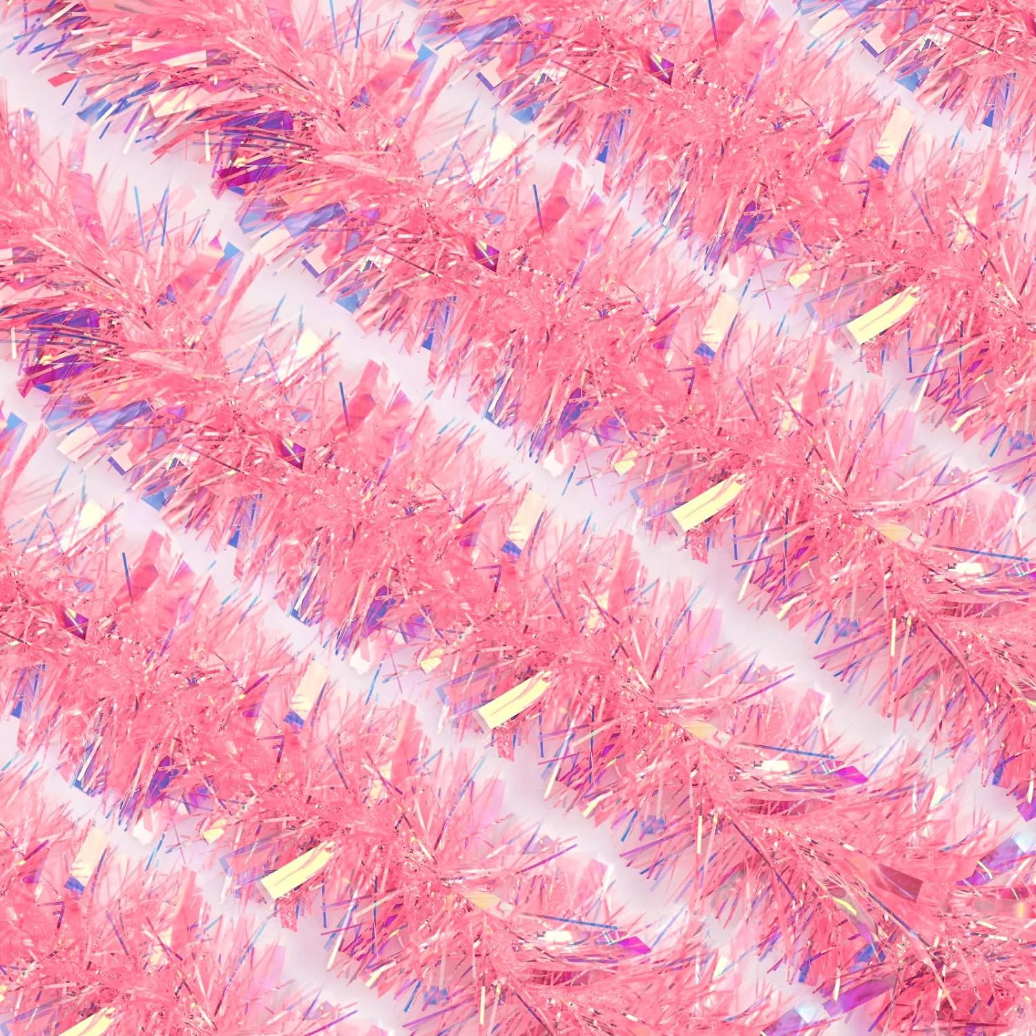 39 Ft Christmas Tree Tinsel Garland, 2 Pcs Pink Tinsel Garland