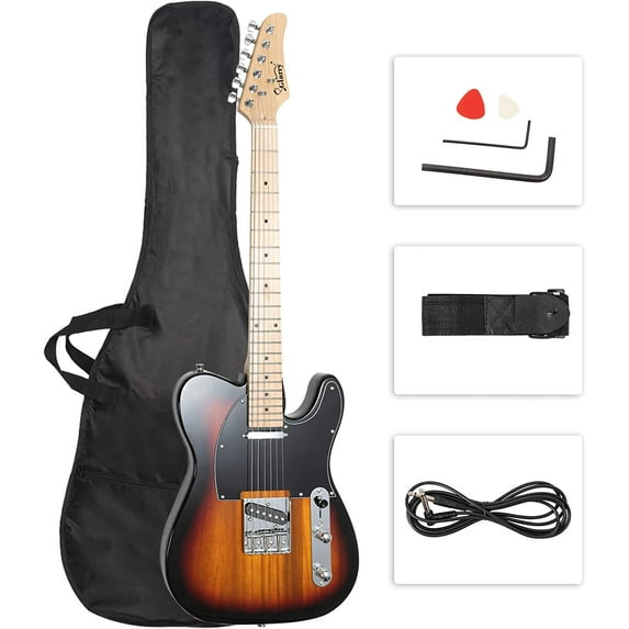 39" GTL Electric Guitar for Music Lover, SS Pickups Maple Fingerboard with Accessories Pack Guitar Bag(Sunset)