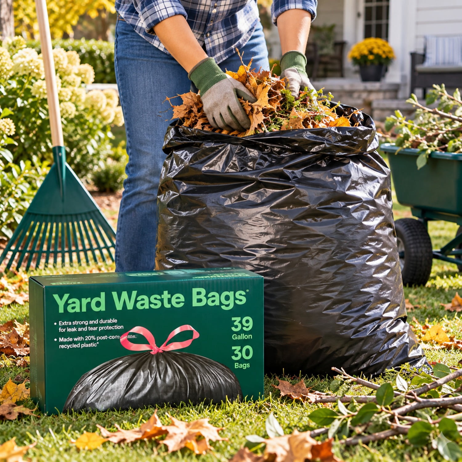 39 Gallon 30 Count Heavy Duty Lawn and Leaf Bags, Extra Strong ...