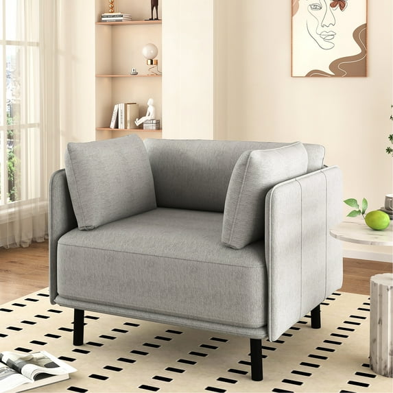 39" Grey Lounge Chair with Minimalist Design / Blends Well in Contemporary Spaces