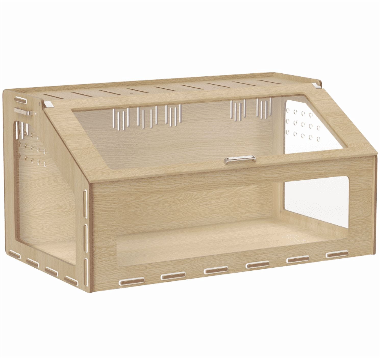 39" Hamster Cage Habitat, Oak - Dwarf Hamster, Gerbil, Guinea Pig, Rat Cage with Acrylic Windows & Openable Top