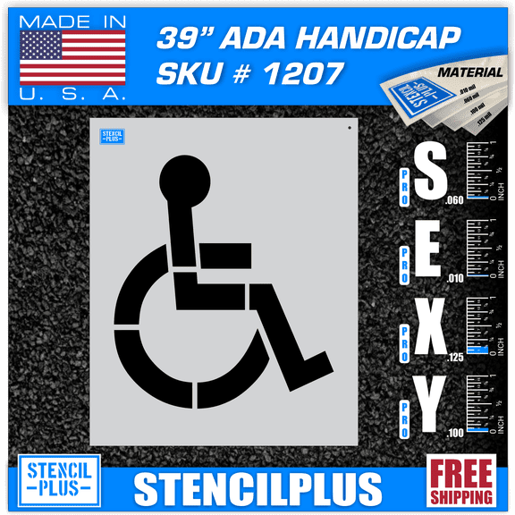 39" Handicap Symbol Parking Lot Pavement Marking Stencil Thickness: 0.125