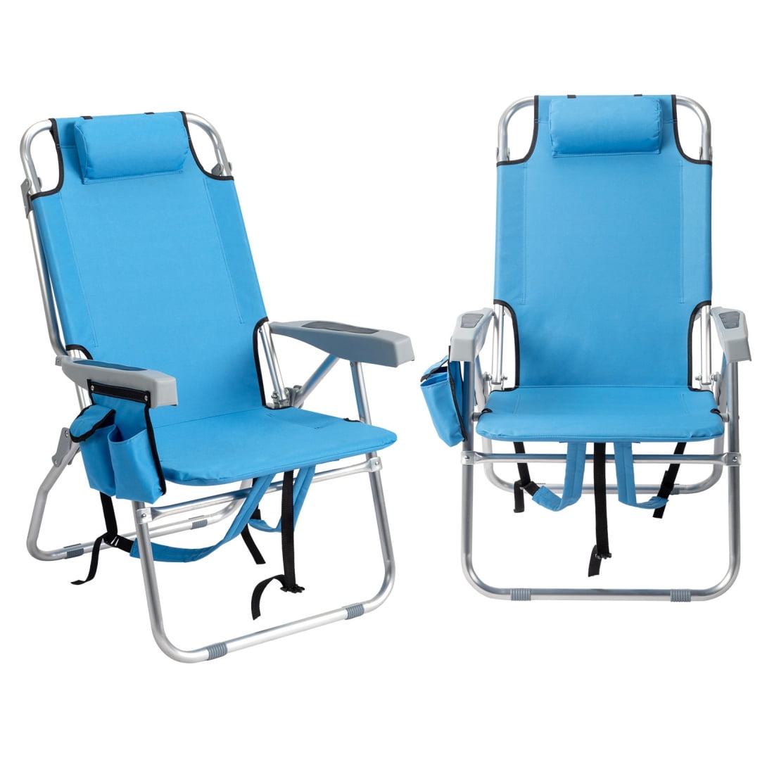 Portable Backpack Beach Chair – 5-Position Recliner With Cooler, Cup Holder & Towel Pocket (Holds 300 Lbs)
