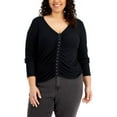 thumbnail image 1 of $39 Hippie Rose Trendy Plus Size Ruched Hook-and-Eye-Front Top Black Size XL, 1 of 1