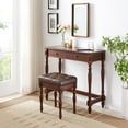 thumbnail image 1 of 39 " Home Office Two Drawers Computer Desk Vanity Table, Solid Wood Laptop PC Desktop Workbench Dresser Console Table for Save Space (Cherry), 1 of 9