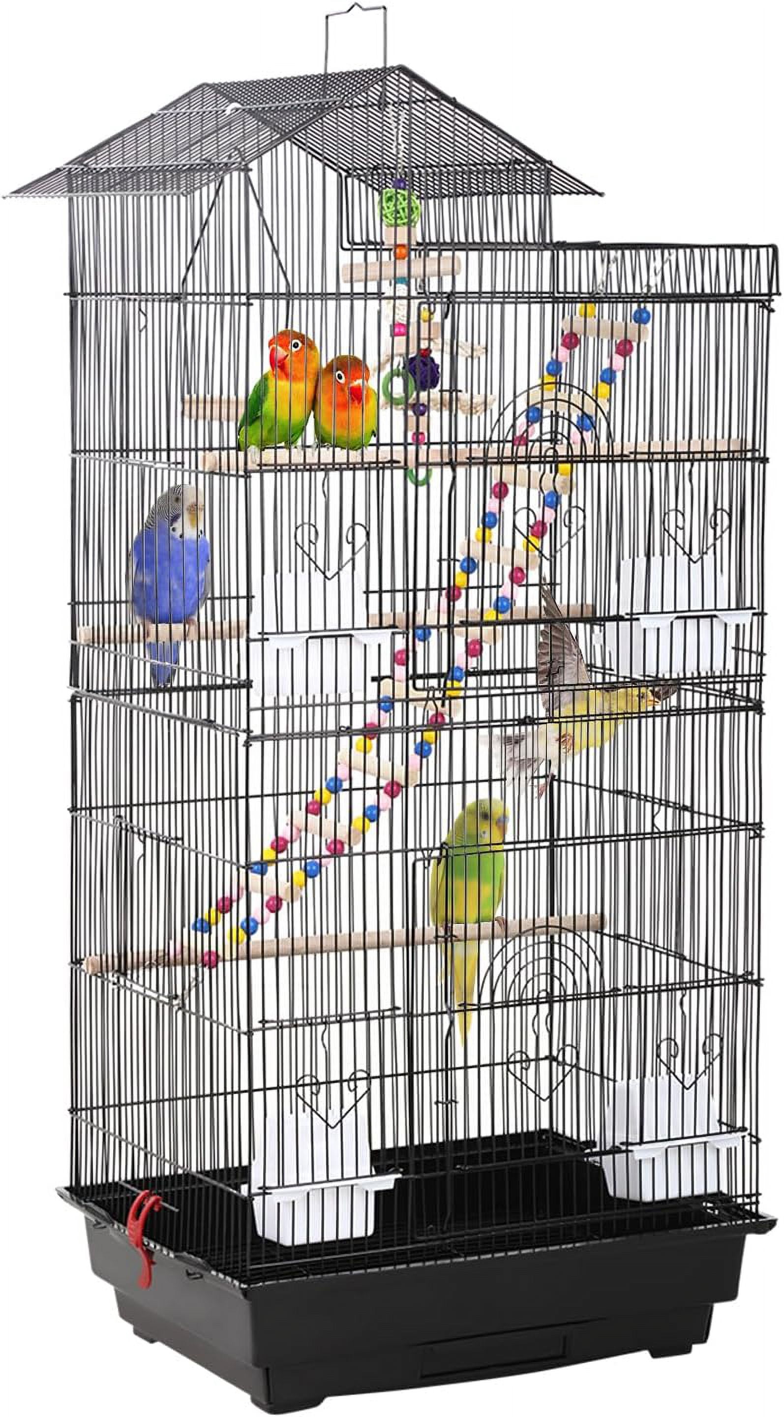 Picture of 39 Inch Bird Cage Parakeet Cage with Play Top Rolling Stand & Easy ...