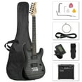 thumbnail image 1 of 39 Inch Black Electric Guitar Set with 20-Watt Amplifier, H-H Pickup, Portable Gig Bag, Shoulder Strap, Amp Wire, Plectrum, Wrench Tool (Tiger Stripes), 1 of 10