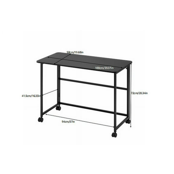 39 Inch Black Foldable Computer Desk for Small Spaces
