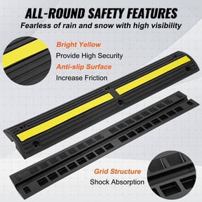 39-Inch Cable Protector Ramp with 18000 lbs Load Rating, 4-Slot Speed Bump Floor Cable Cover for Safe Wire Management