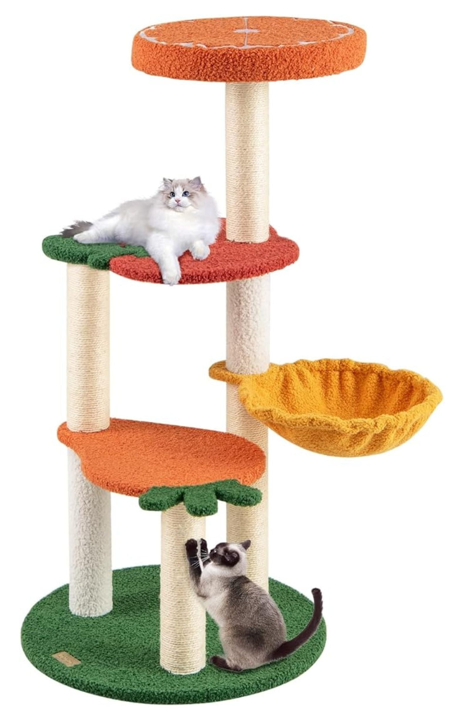 39 Inch Cat Tree Fruit Themed, Multi-Level Cat Tower with Sisal ...