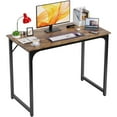 thumbnail image 1 of | 39 Inch Computer Desk | Brown | Office Desk with Metal Frame, Adjustable Feet | Water-Resistant, Scratchproof Surface | Sturdy Writing Table for Home Office or Study | Pack of 1, 1 of 7