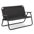 thumbnail image 1 of 39-Inch Double Seat Camping Chair, Folding Patio Receliner, Heavy-Duty 2-Person Loveseat Chair for Lawn, Backyard, Outdoor, Supports 330-lbs, Black, 1 of 5
