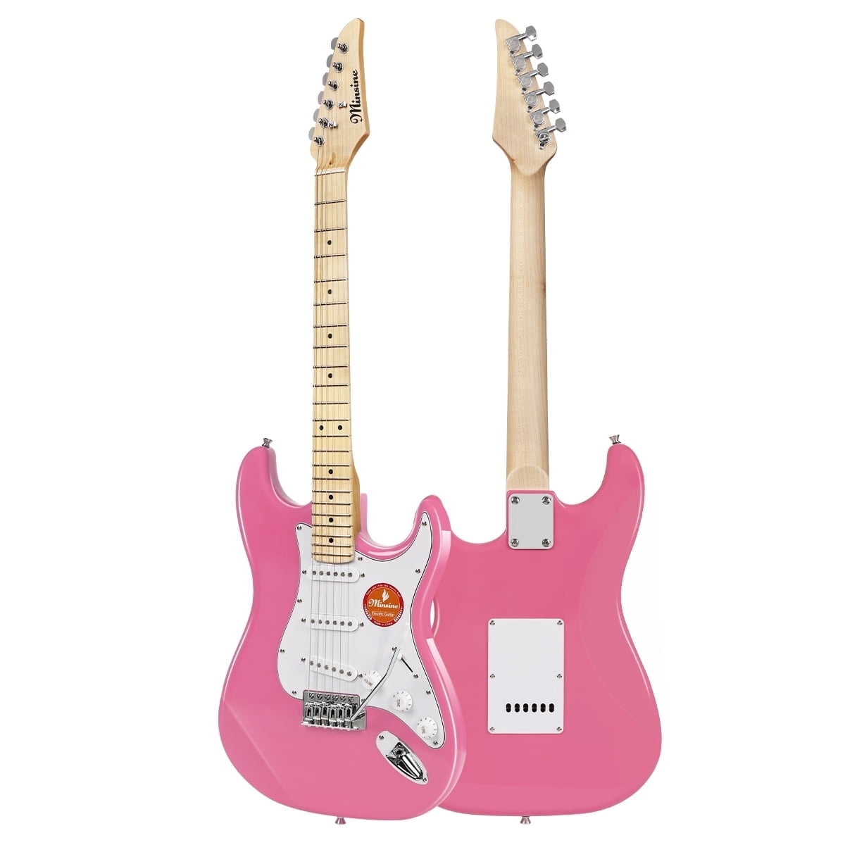 39 Inch Electric Guitar, Full Size Solid Body S-S-S Pickups 6 Strings Beginner Guitar Kit With Gig Bag, Strap, Tremolo Arm, Cable & Picks MS100 -Pink