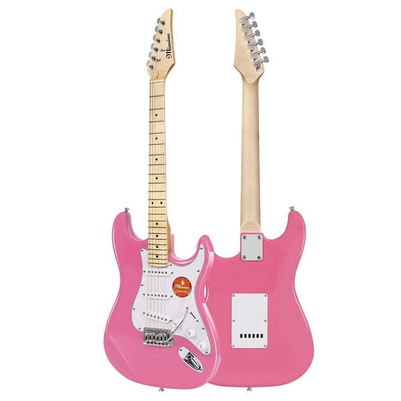 39 Inch Electric Guitar, Full Size Solid Body S-S-S Pickups 6 Strings Beginner Guitar Kit With Gig Bag, Strap, Tremolo Arm, Cable & Picks MS100 -Pink