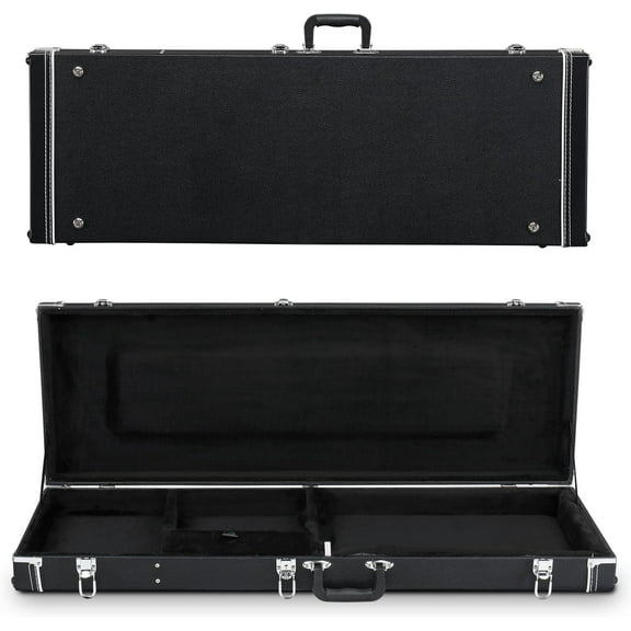39-Inch Electric Guitar Hard Case, Rectangle Wooden Standard Electric Guitars Hard-Shell Protective Carrying Case for KST/KTL/170 Model with Lock Latch Padding (Black)