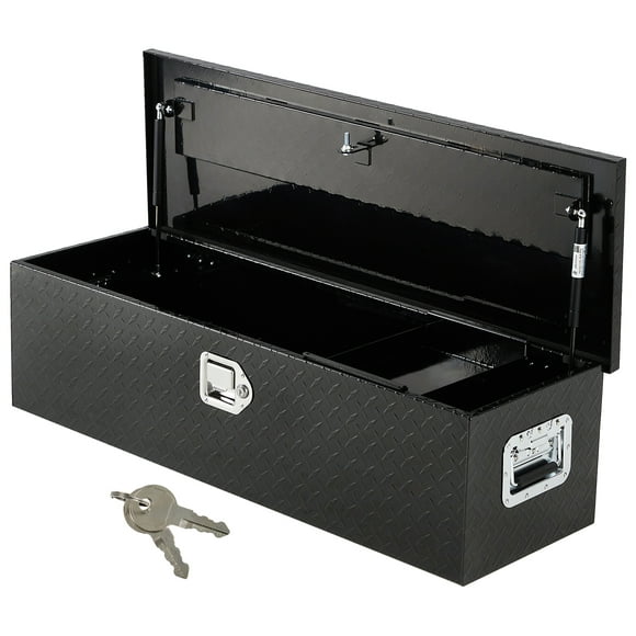 39 Inch Heavy Duty Aluminum Truck Tool Box with Sliding Shelf & Lock - Diamond Plate Waterproof Rust-Proof Storage Chest, Easy Install for Pickup, Trailer, RV (10"W x 13"H x 39"L)