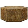 thumbnail image 1 of 39 Inch Hexagonal Coffee Table, Plinth Base, Handcrafted Natural Brown Wood, 1 of 5