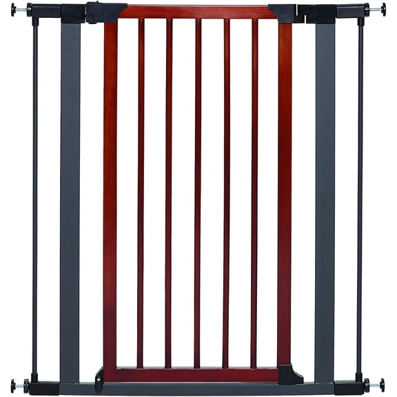 39-Inch High Walk-Thru Pressure Mounted Steel Dog Gate, Expands to 38 Inches Wide, Includes 3-inch Extensions, Textured Graphite