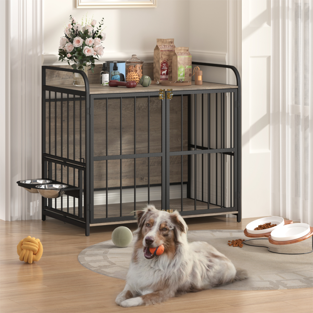 Curated visual reference: 39 Inch Indoor Metal Dog Crate Wooden Side End Table Photo Inspiration