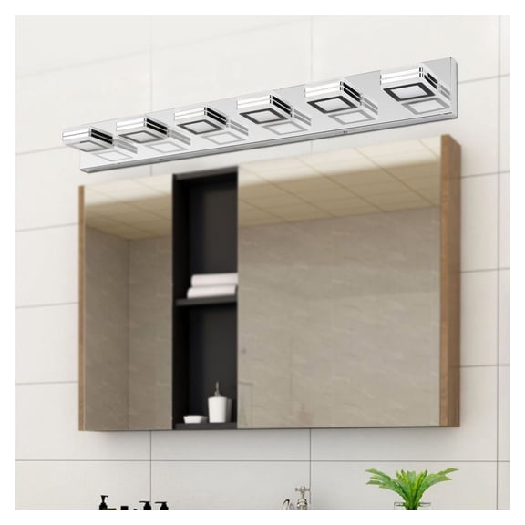 39 Inch LED Vanity Light, 6-Light Chrome Wall Sconce with Acrylic Shades for Bathroom, Mirror Lighting Fixture