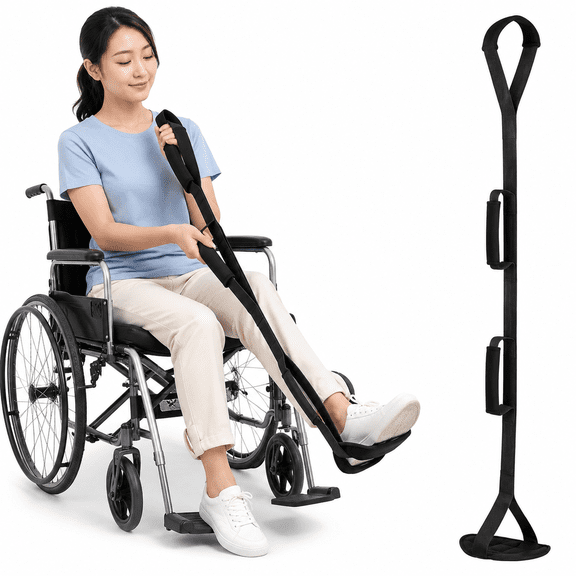 39 Inch Long Rigid Leg Lifter with Padded Loops for Hands and Feet,Leg Lifter Strap Hip&Knee Replacement Surgery Recovery Kit,Foot Lifter Easily Get in and Out of Bed,Car,Wheelchair