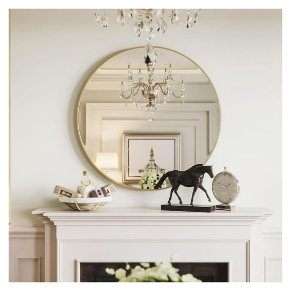 39 Inch Metal Framed Round Bathrrom Mirror for Wall.(W2203134994)