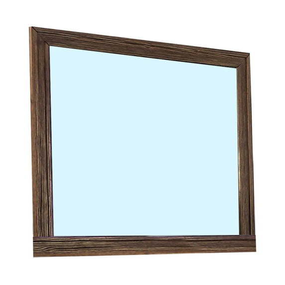 39 Inch Mirror with Rectangular Wooden Frame, Brown- Saltoro Sherpi