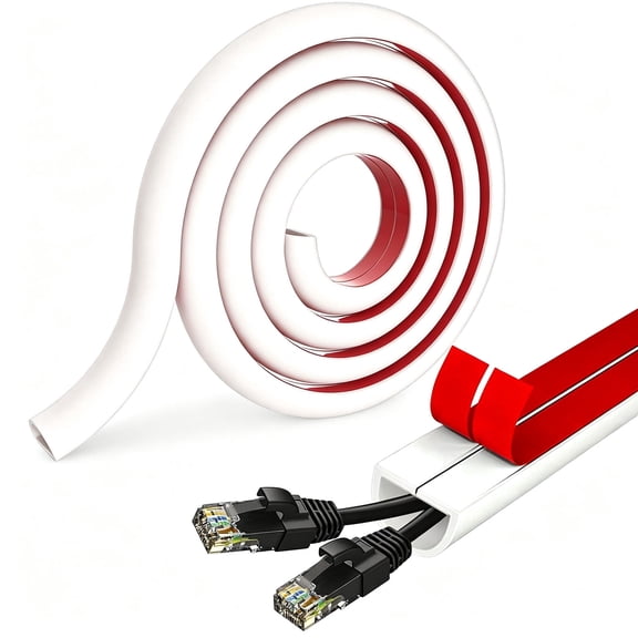 39 Inch Self-Adhesive Wall Cord Hider, Flexible Cable Raceway 0.59"H×0.39"W White