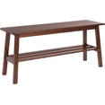 thumbnail image 1 of 39-Inch Solid Wood Dining Bench with Shoe Rack Storage, Walnut Finish for Entryway, Bedroom, or Kitchen, 1 of 7