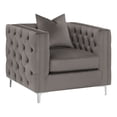 thumbnail image 1 of 39 Inch Tuxedo Style Accent Chair, Tufted Sides and Sleek Metal Feet, Gray, 1 of 5