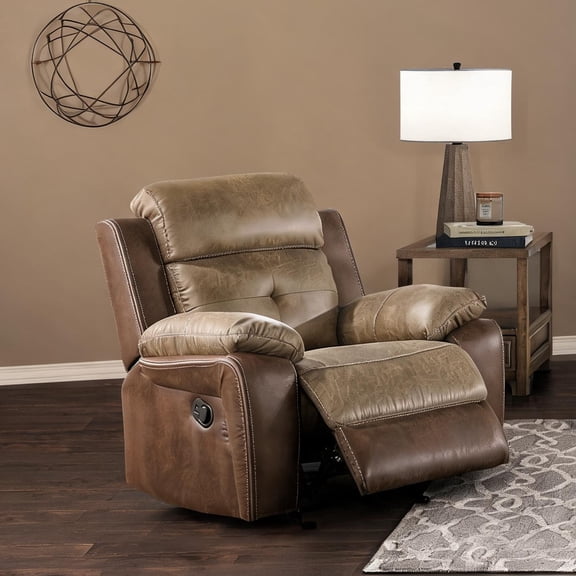39-Inch Wide Glider Recliner Chair for Living Room, Rich Brown Microfiber, Manual Reclining Gliding