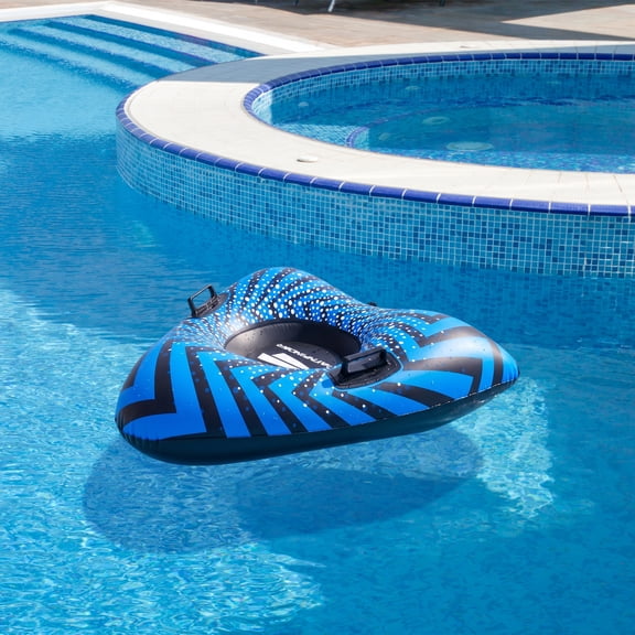 Pool Central 39" Inflatable Black and Blue Ride-On Pool Float or Snow Tube