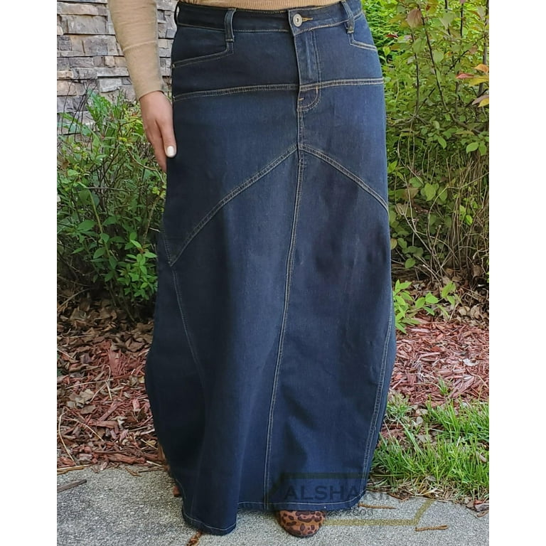 39 LONG DENIM SKIRT WOMENS DENIM SKIRTS MODEST ECO JEANS 30 Waist M 08