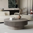 thumbnail image 1 of YWEN 39.37'' Round Coffee Table with Storage, Solid Wood Veneered Modern Drum Coffee Table Accent Tea Table for Living Room, Bedroom, Apartment or Office, 1 of 18