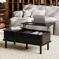 thumbnail image 1 of Pusnapku 39" Lift Top Coffee Table, Fluted Rectangle Center Table with Hidden Storage and Sliding Door, Wood Accent Desk for Living Room, Home Office, 1 of 9